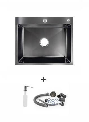 Кухонна мийка Handmade dante 50х45х22 см з нержавіючої сталі, чорний, фото 1