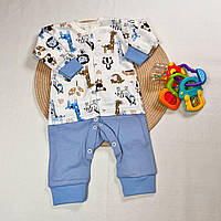 Человечек слип для новорожденного мальчика. Одежда для мальчика 0 - 3 месяца. Натуральная ткань
