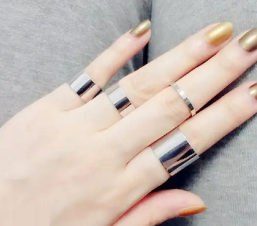 Набір жіночих кілець 4 шт. комплект каблучок на фаланги срібний колір, фото 1