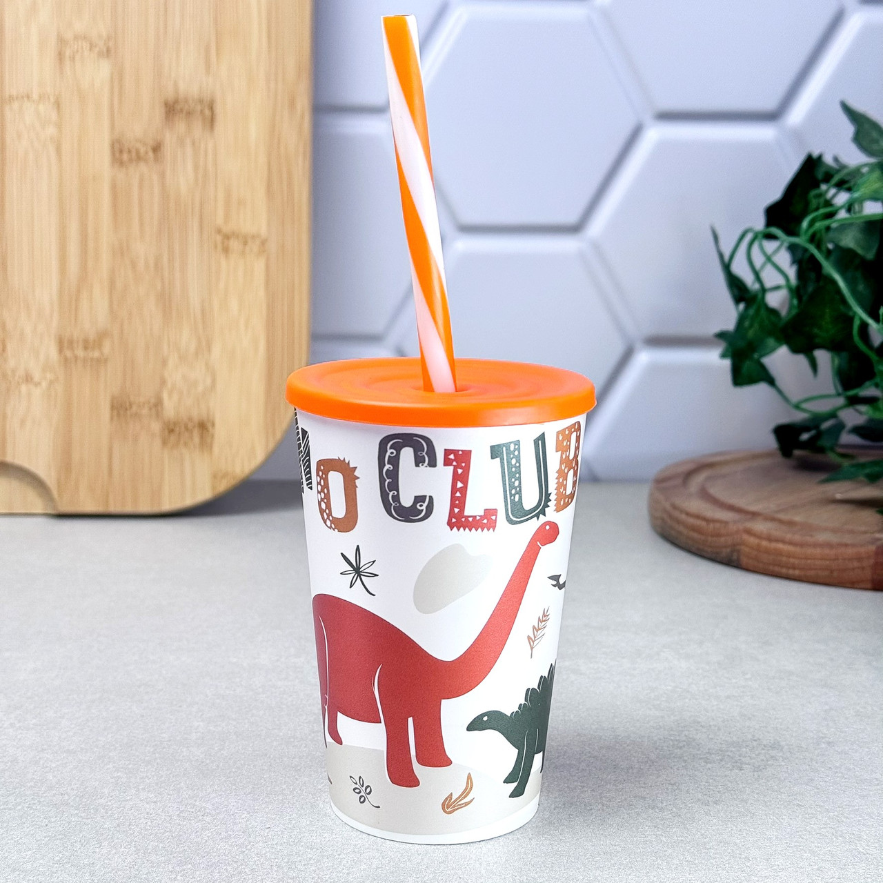 Склянка з трубочкою 0,34 л Dino Club Herevin