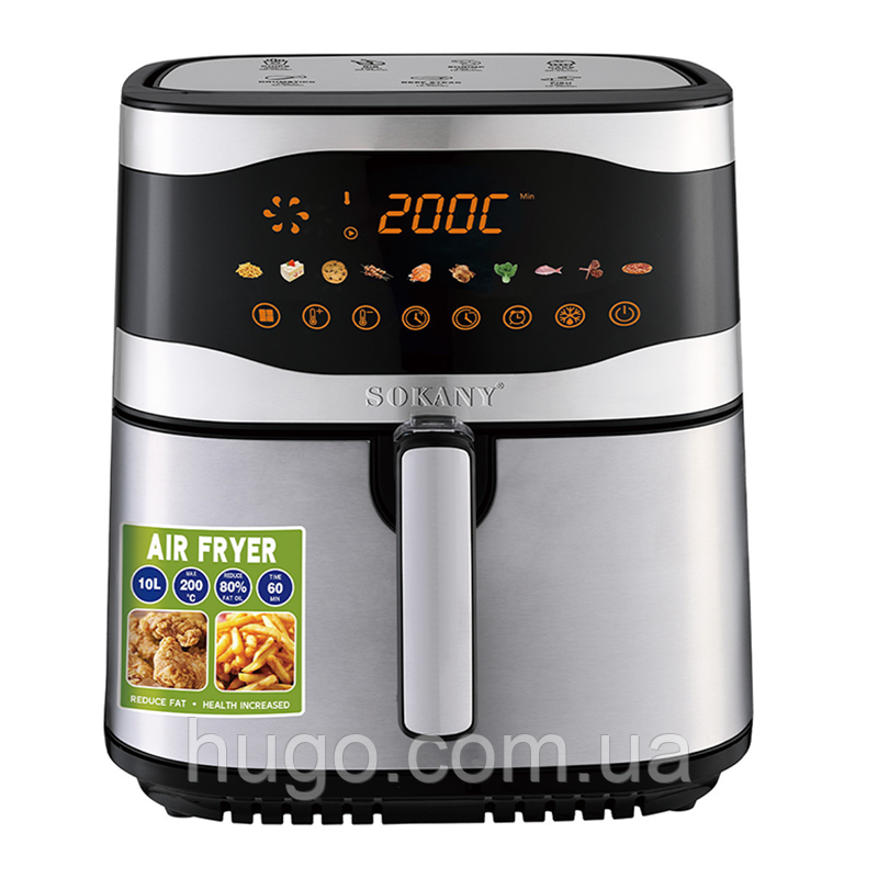 Аерогриль SK-10091, 2200 Вт, 10 л / Фритюрниця / Багатофункціональна фритюрниця / Аерофритниця, фото 1