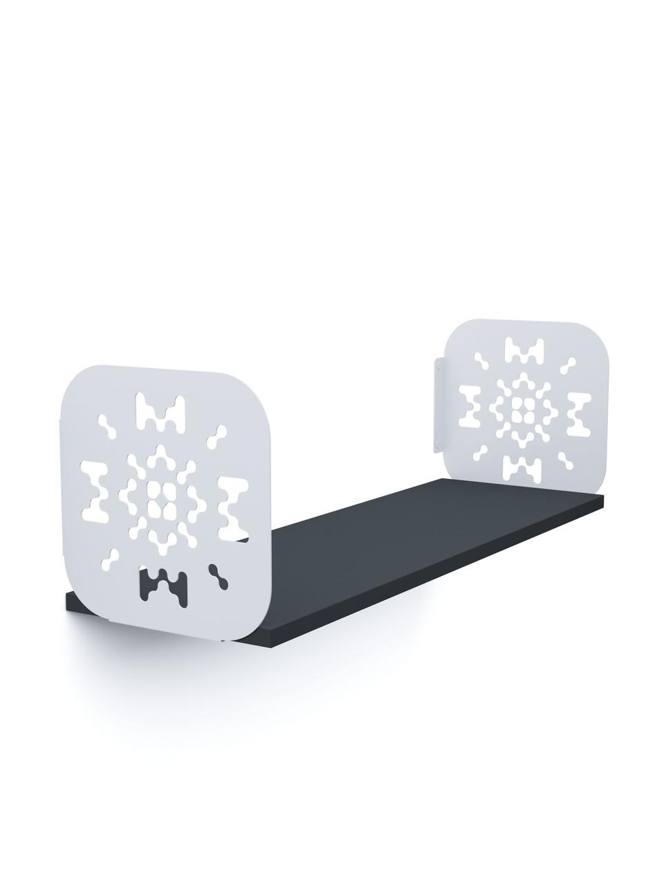 Полиця навісна "Дім" Metkas Home, 220×700×220 мм, ЛДСП та фарбований метал, Білий сніг-Антрацит (DPN022330702211WA)