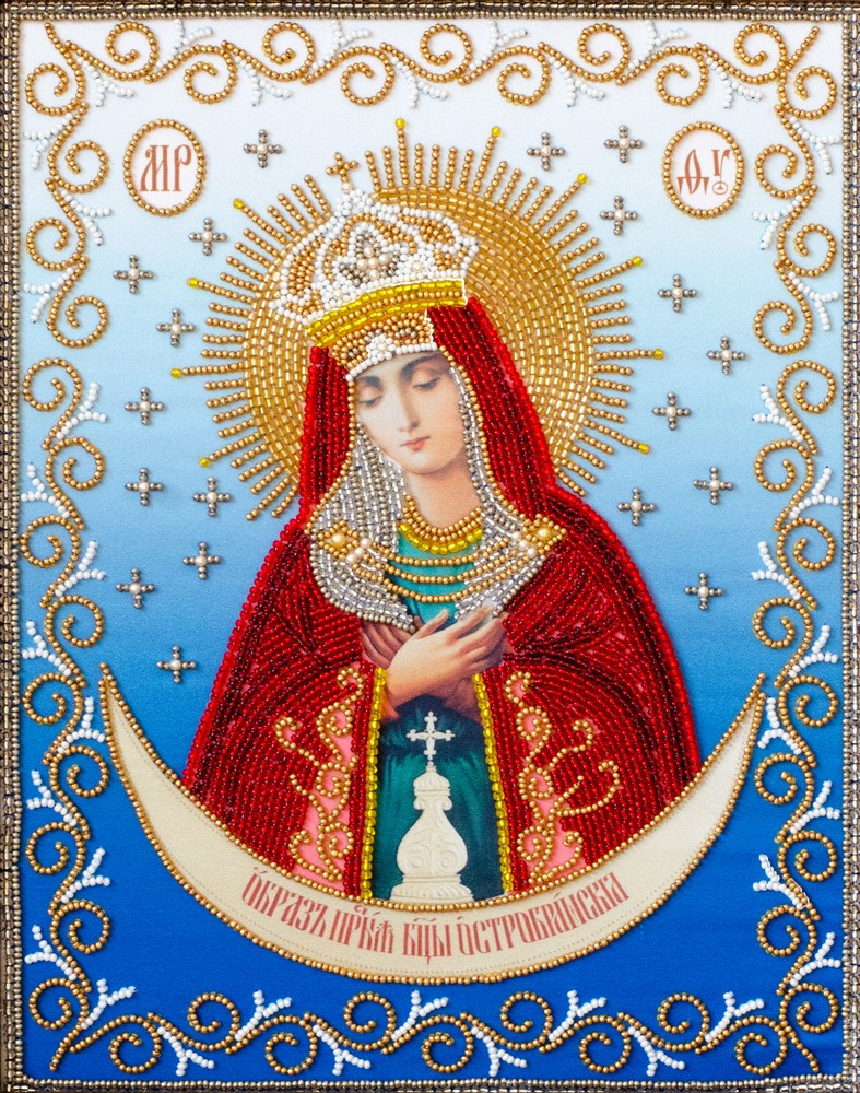 Набір для вишивки бісером Образ Пресвятої Богородиці "Остробрамська", 24x31 см