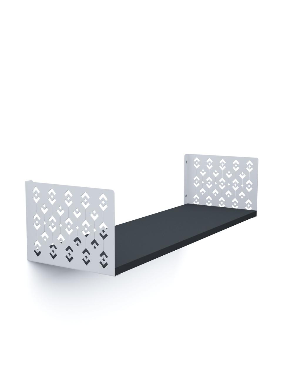 Полиця навісна "Візерунок" Metkas Home, 170×700×220 мм, ЛДСП та фарбований метал, Білий сніг-Антрацит (VPN017330702211WA)