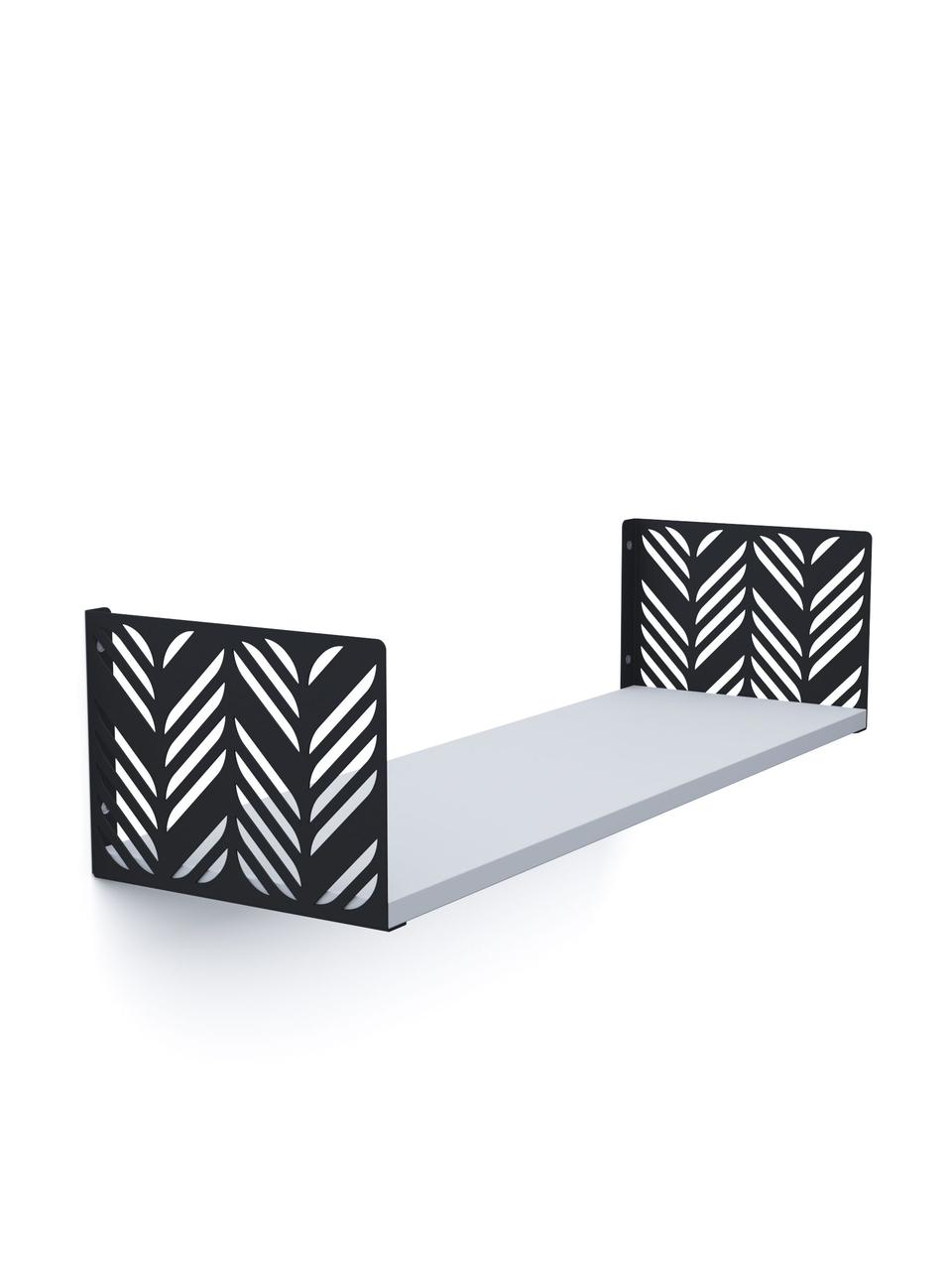 Полиця навісна "Листя" Metkas Home, 170×800×220 мм, ЛДСП та фарбований метал, Антрацит-Білий сніг (LPN017330802211AW)