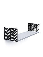 Полиця навісна "Листя" Metkas Home, 170×900×220 мм, ЛДСП та фарбований метал, Антрацит-Білий сніг (LPN017330902211AW)