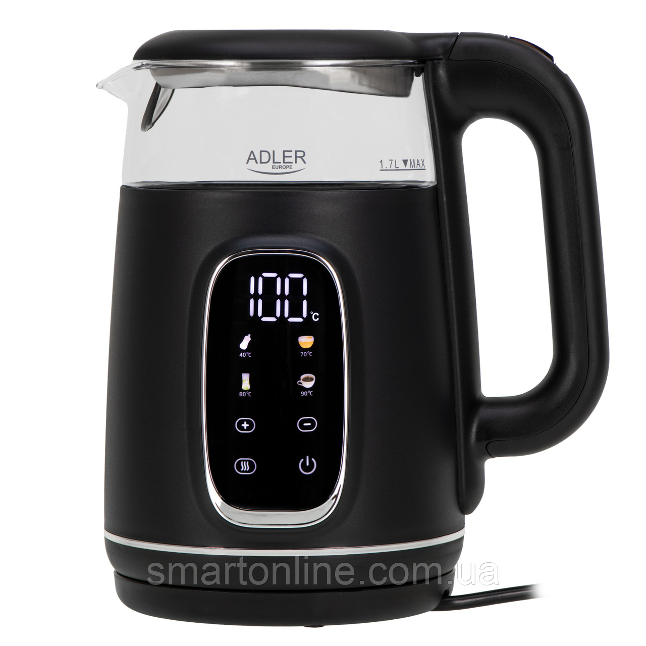 Електричний чайник Adler AD 1305 (чорний/срібний), фото 1