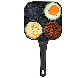 Сковорода антипригарна 4-х секційна LY-894 / Порційна сковорода / Сковорідка кухонна