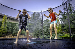 Батут THUNDER OUTSIDE PRO з зовнішньою сіткою 8 футів 244 см чорно-блакитний OUTSIDE-PRO-8FT-BLUE