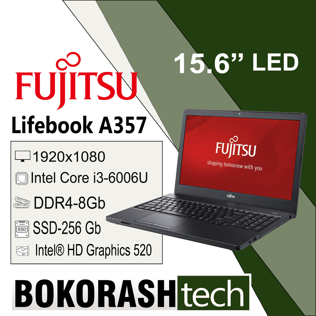 Ноутбук Fujitsu Lifebook A357 | 15.6" Full HD | Intel Core i3-6006U | 8GB DDR4 | SSD 256GB | Windows 11 Pro