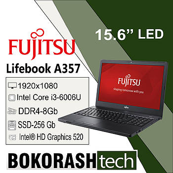 Ноутбук Fujitsu Lifebook A357 | 15.6" Full HD | Intel Core i3-6006U | 8GB DDR4 | SSD 256GB | Windows 11 Pro