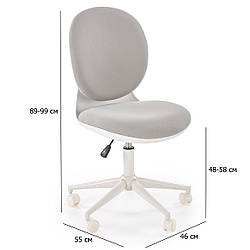 М'який стілець на коліщатках Orion сіро-білий з тканинною оббивкою та регулюванням по висоті для підлітка