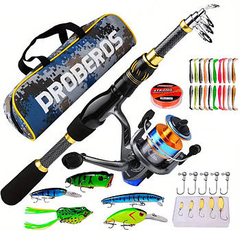 Набір для риболовлі вудка 2,4 м + котушка / Рибальський набір / Телескопічна вудка з котушкою