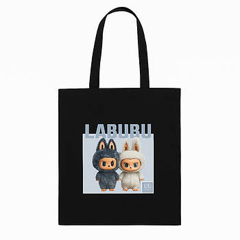 Шопер LABUBU 15л, Чорна / Еко-Сумка для шопінгу / Сумка-шопер / Дитяча сумка / Дитячий шопер Лабубу