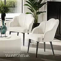 Оксамитове крісло мушля Hellen кремовий колір