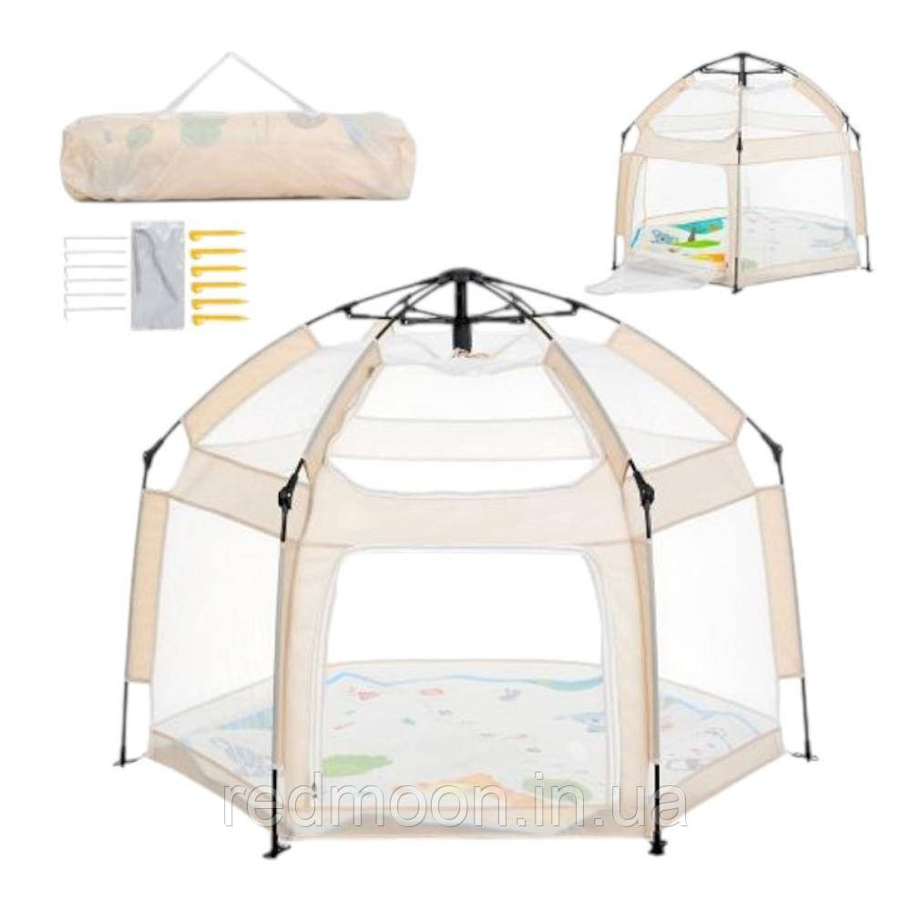 Дитячий ігровий намет манеж 146х127х110см, Бежевий/ Манеж-намет автоматичний / Каркасний намет дитячий, фото 1