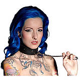 Нашийник із натуральної шкіри з металевим кільцем, чорний, L/XL, фото 2