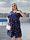 Жіноча легка літня повітряна повсякденна вільна сукня трапеція до коліна вільний рукав софт квітка, фото 2