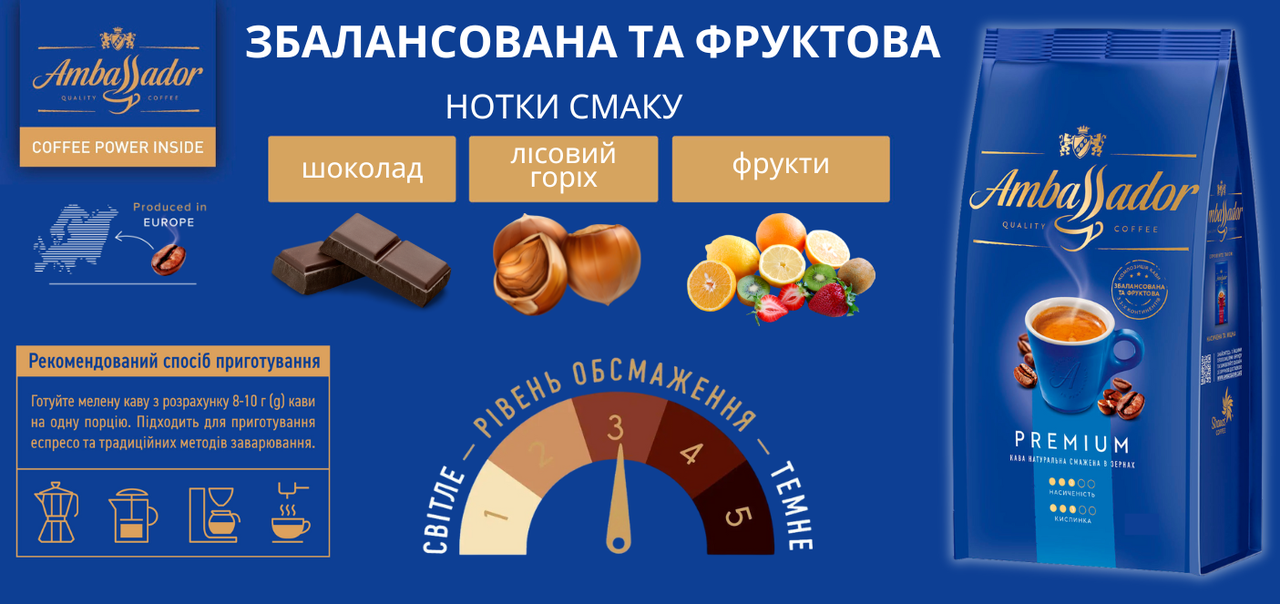 Кофе в зернах Ambassador Premium 1 кг – CafeOptum