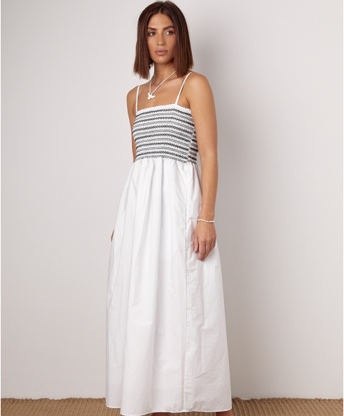 Довгий літній жіночий жіночий сарафан максі до підлоги з гумками на грудях біла сукня на бретельках, фото 1