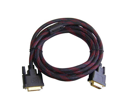 Кабель DVI папа/папа 1,5 м чорно-червона обплетення (2 фериту), фото 1