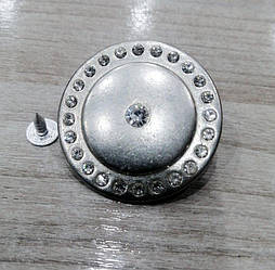 Ґудзик болт нікель 40 мм із камінням