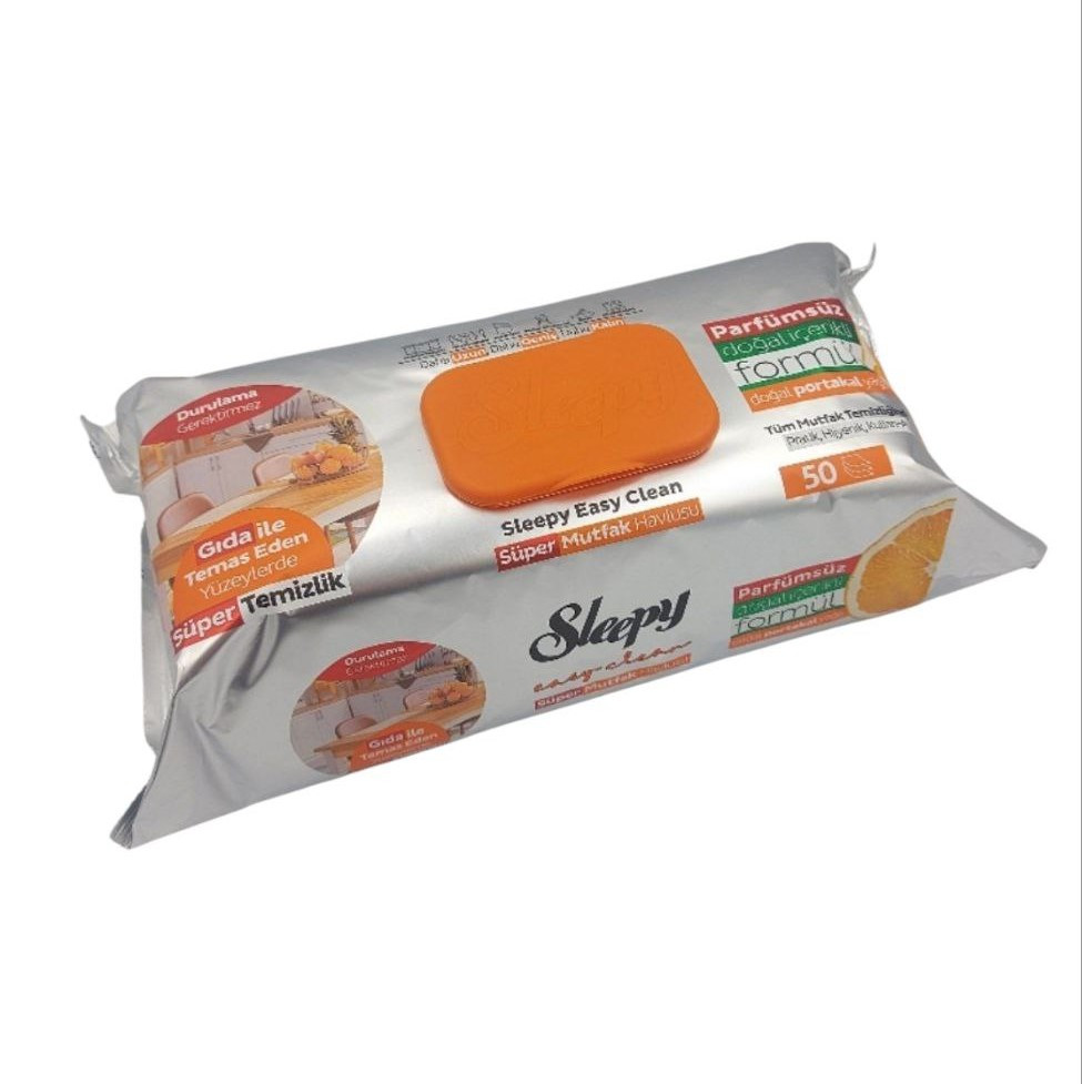 Вологі серветки для кухні та харчових поверхонь Sleepy Easy Clean Orange, 50 шт