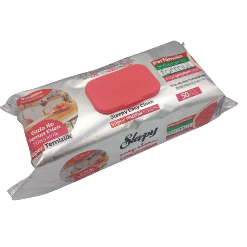 Вологі серветки для кухні та харчових поверхонь Sleepy Easy Clean Grapefruit, 50 шт