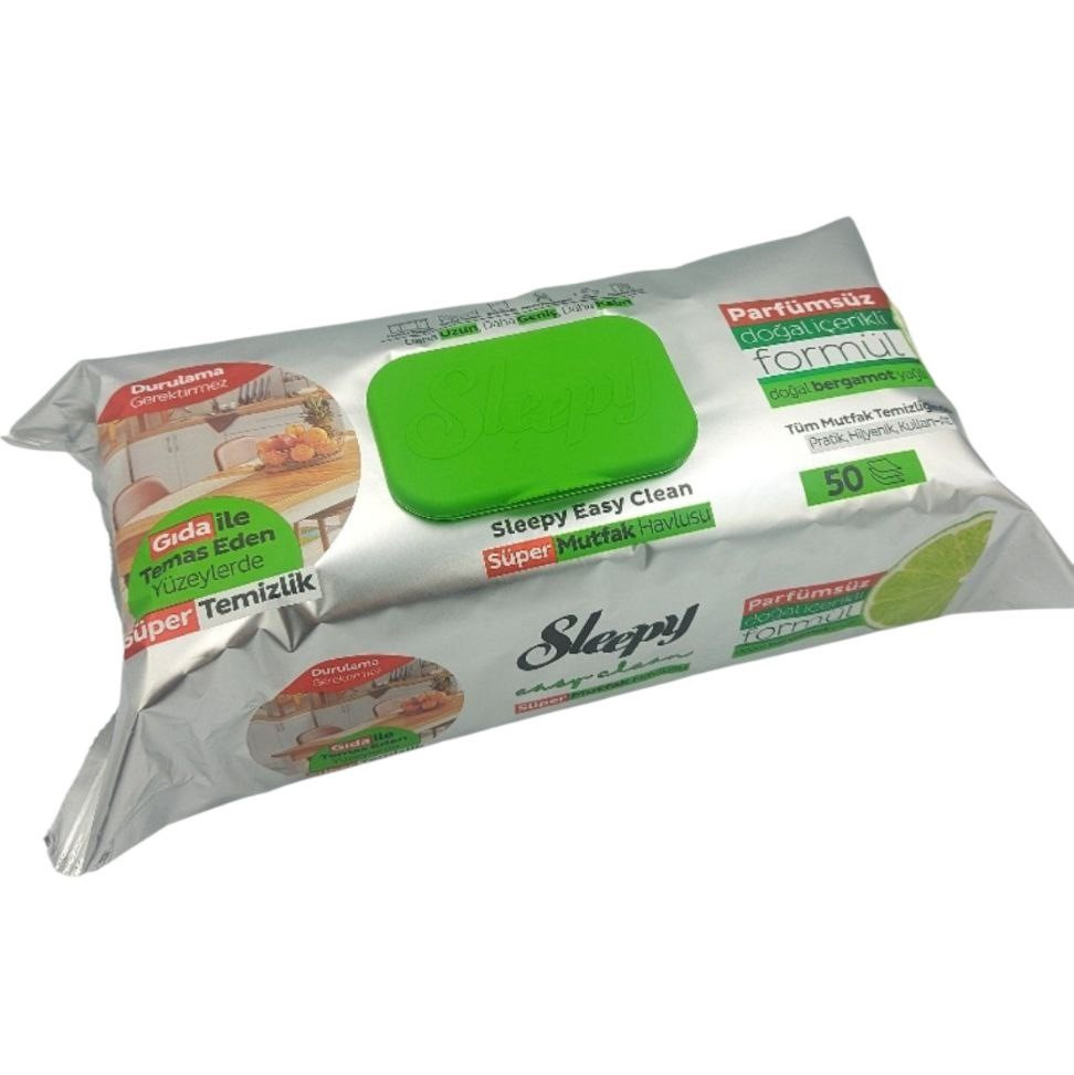 Вологі серветки для кухні та харчових поверхонь Sleepy Easy Clean Bergamot, 50 шт