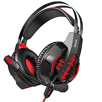 Дротові навушники Hoco W102 Cool tour з мікрофоном і LED підсвічуванням (Червоний)