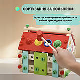 Бізікуб розвивальний дерев’яний будиночок бізіборд сортер Kruzzel мультибокс за Монтессорі розвиваюча іграшка, фото 3