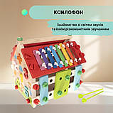 Бізікуб розвивальний дерев’яний будиночок бізіборд сортер Kruzzel мультибокс за Монтессорі розвиваюча іграшка, фото 4