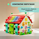 Бізікуб розвивальний дерев’яний будиночок бізіборд сортер Kruzzel мультибокс за Монтессорі розвиваюча іграшка, фото 6