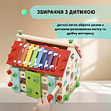 Бізікуб розвивальний дерев’яний будиночок бізіборд сортер Kruzzel мультибокс за Монтессорі розвиваюча іграшка, фото 7