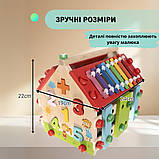 Бізікуб розвивальний дерев’яний будиночок бізіборд сортер Kruzzel мультибокс за Монтессорі розвиваюча іграшка, фото 9