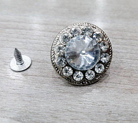 Ґудзик болт нікель 22 мм із камінням