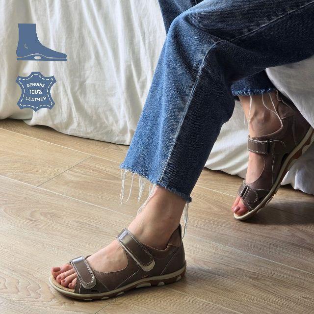 Дитячі підліткові шкіряні ортопедичні босоніжки з супінатором на липучках 39 розмір, фото 1