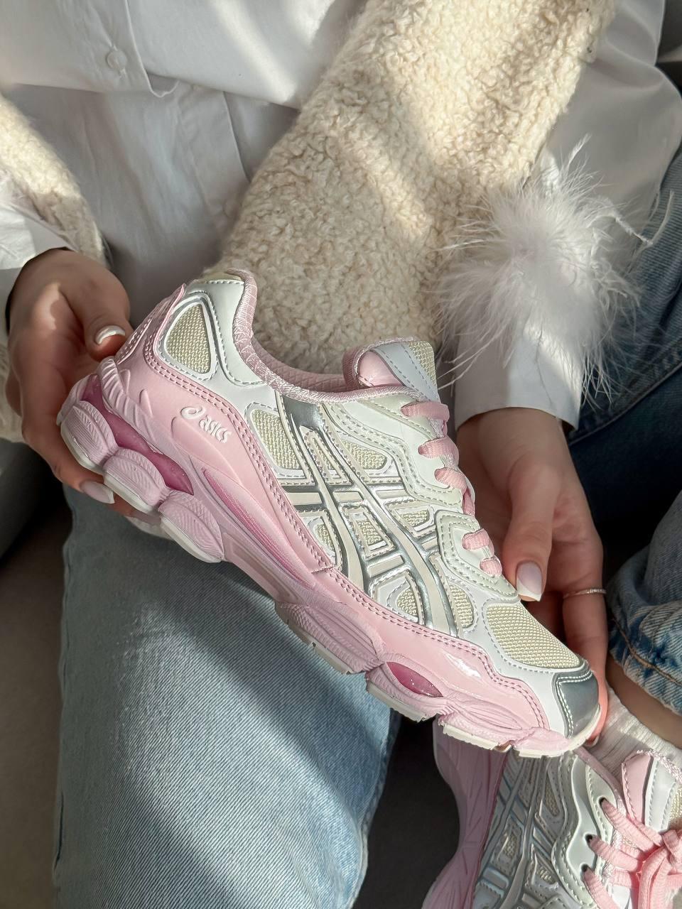 Кросівки жіночі Asics Gel Nyc Silver Pink Kicki Yang Zhang Асікс Гель Нук срібло рожеві шкіра сітка