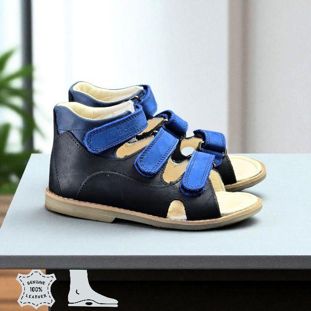 Дитячі шкіряні ортопедичні босоніжки з супінатором на липучках 29 розмір, фото 1