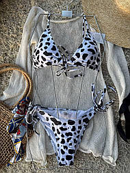 Жіночий купальник роздільний на зав'язках, тканину біфлекс, з поролоном, регульований, розміри S M L