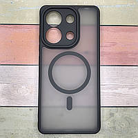 Чехол для Xiaomi Redmi Note 13 Pro (4G) \ Note 14S противоударный бампер, матовый. Bloom with MagSafe. Черный (black)