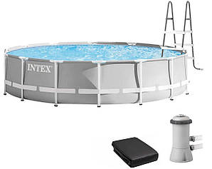 Каркасний басейн Intex 26724 (457х107 см) з картриджним фільтром, драбиною та тентом