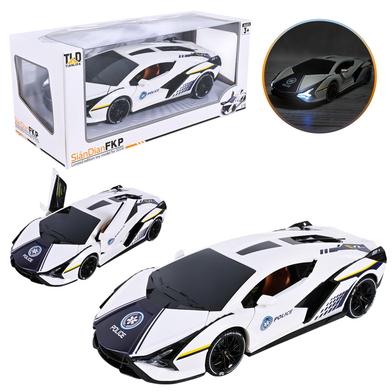 Машинка 607A на батарейках зі світлом і звуком відчиняються двері, фото 1