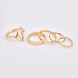 Набір жіночих кілець 5 шт ритм серцебиття комплект каблучки на фаланги, фото 3