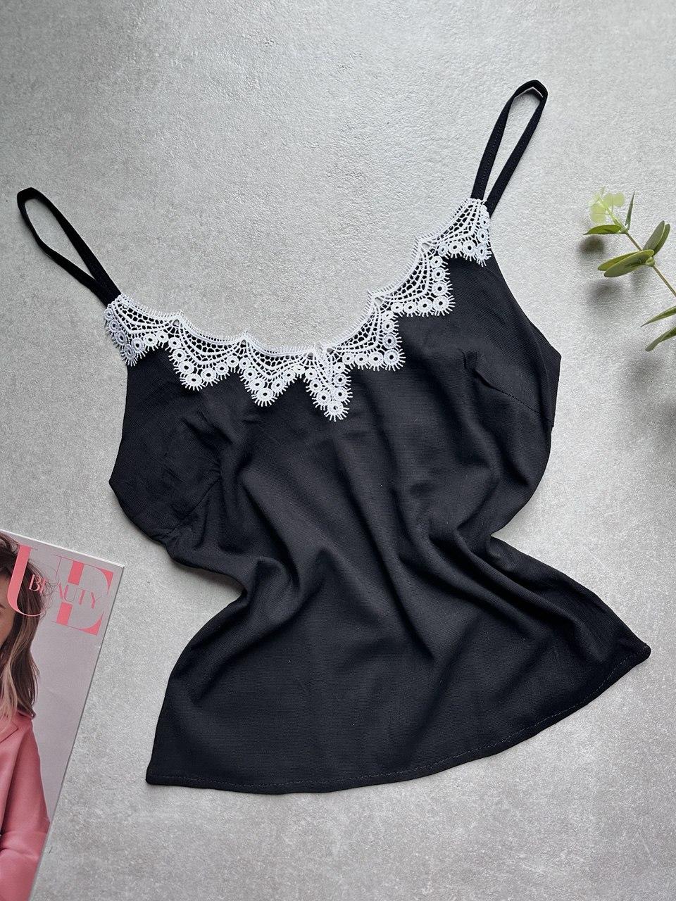 Літня лляна майка з мереживом, жіночі майки.