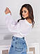 Стильна молодіжна жіноча блузка на резинках, біла, фото 2