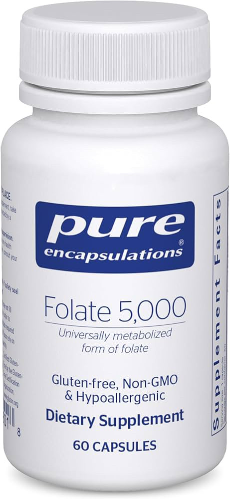 Pure Encapsulations Folate 5000 / Фолат активна форма L-5-MTHF вітамін Б9 5000 мкг 60 капс.BX331, фото 1
