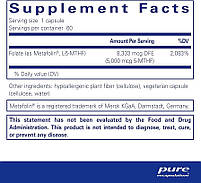 Pure Encapsulations Folate 5000 / Фолат активна форма L-5-MTHF вітамін Б9 5000 мкг 60 капс.BX331, фото 2