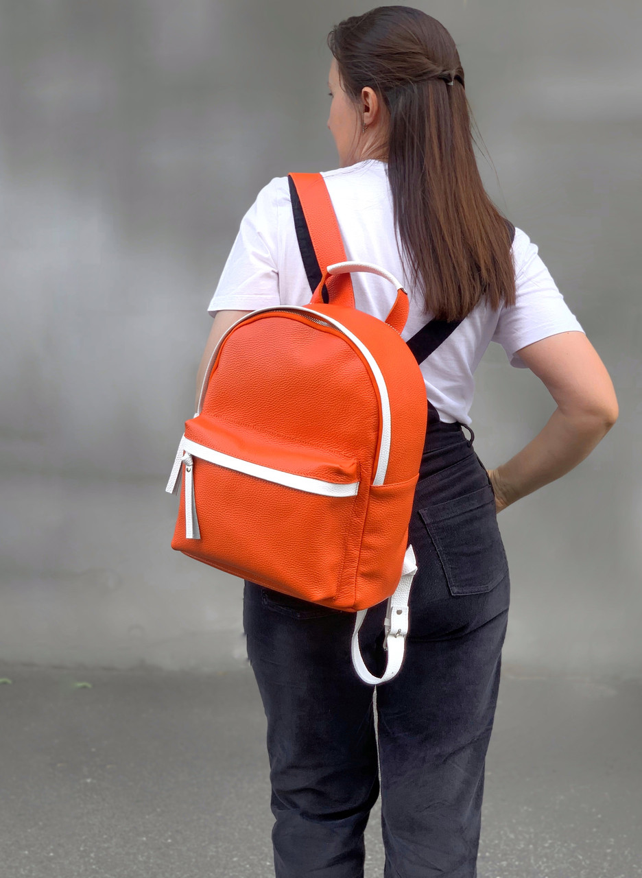 Рюкзак чоловічий "Баггі" натуральна шкіра, колір помаранчовий, фото 1