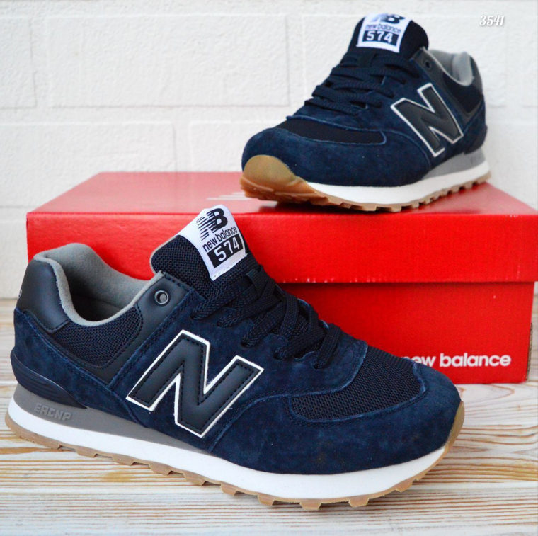 Чоловічі кросівки New balance 574 blue nb classic Нью Баланс сині замшеві весна літо осінь, фото 1